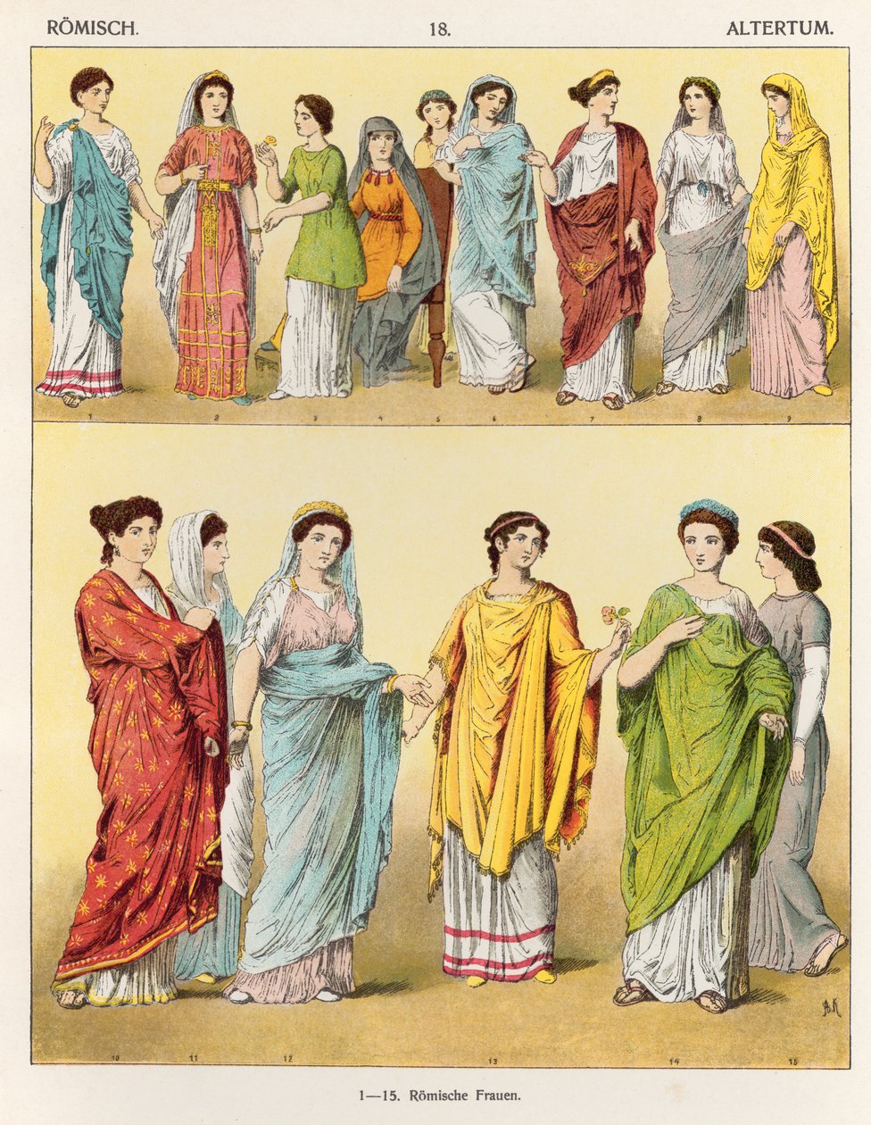 Robe romaine feminine de Trachten der Volker 1864